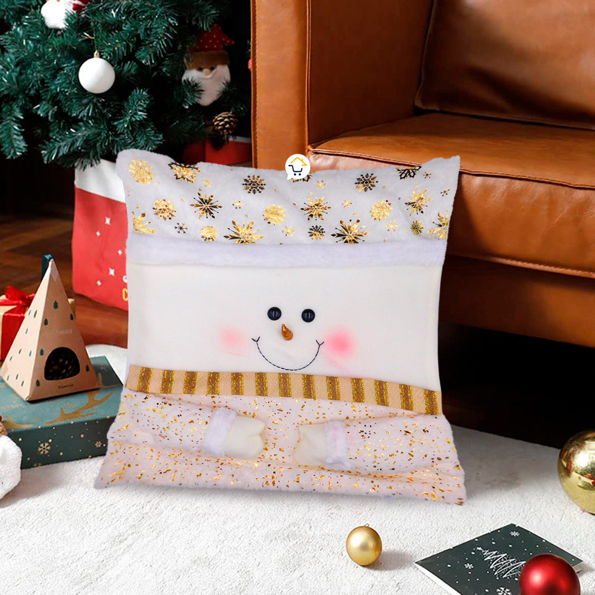 Funda Almohada Muñeco Nieve Navidad
