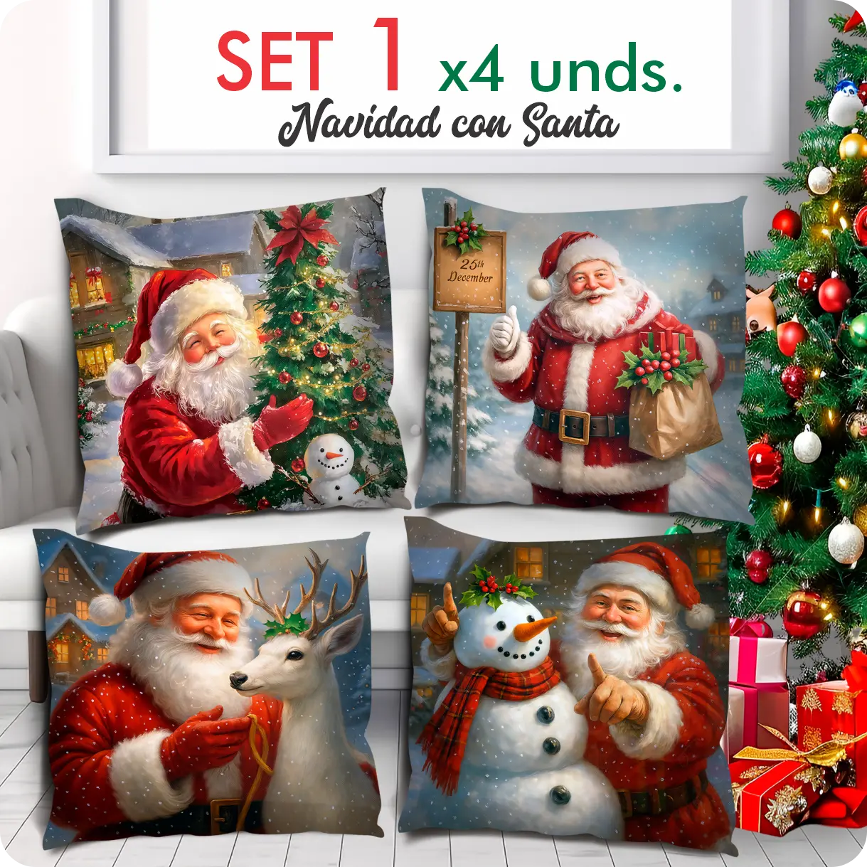 Fundas de Cojines para Navidad Set X 4