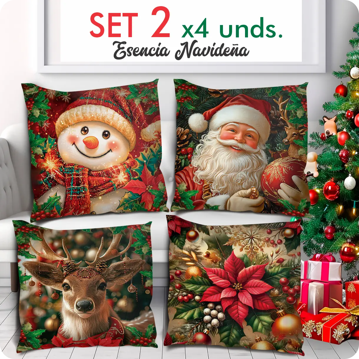 Fundas de Cojines para Navidad Set X 4