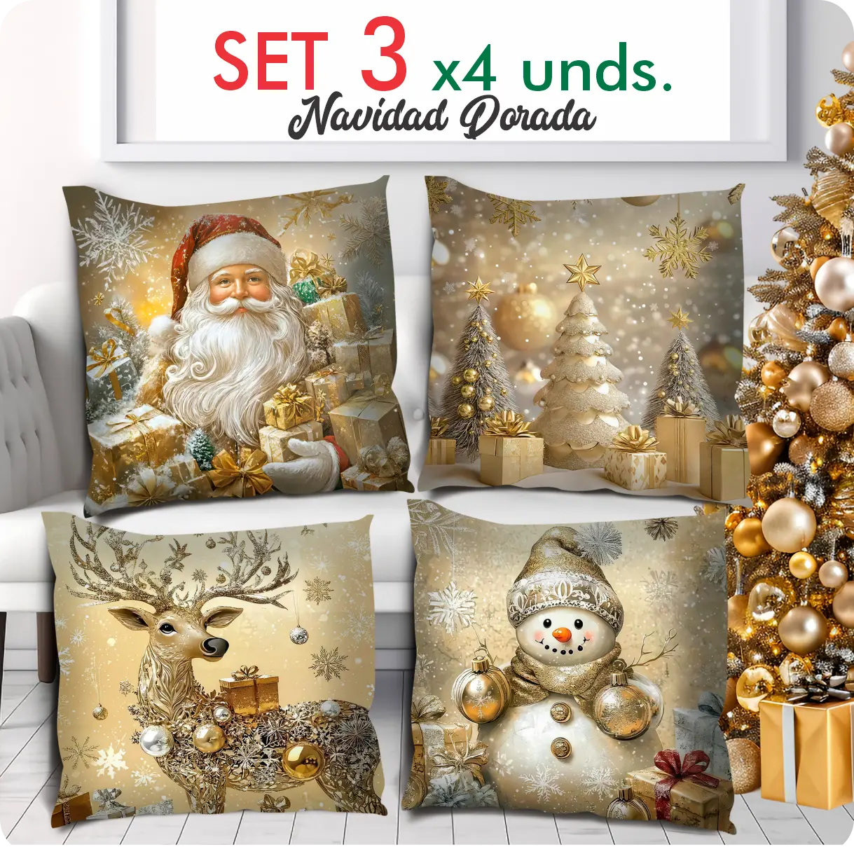 Fundas de Cojines para Navidad Set X 4