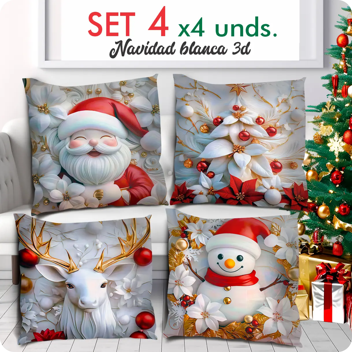 Fundas de Cojines para Navidad Set X 4