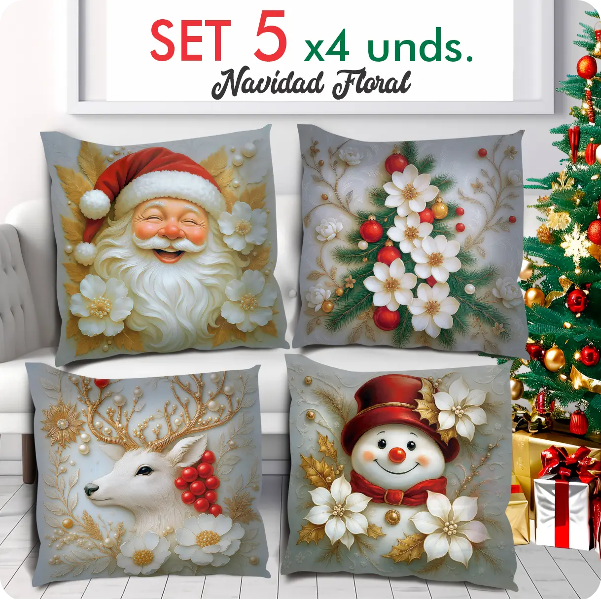 Fundas de Cojines para Navidad Set X 4