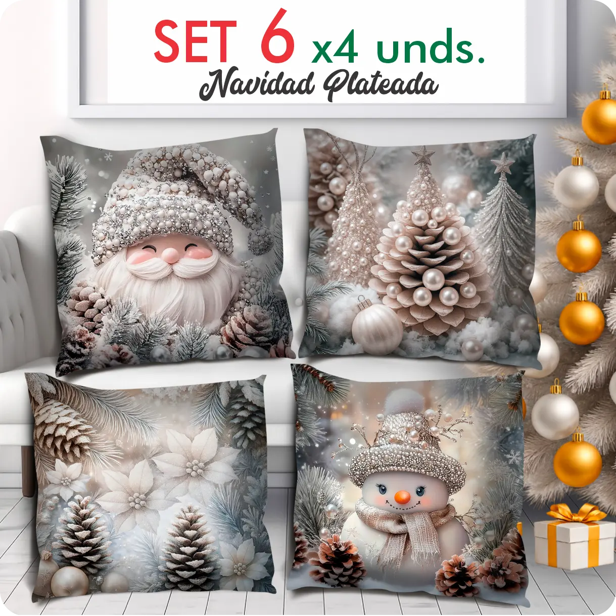 Fundas de Cojines para Navidad Set X 4