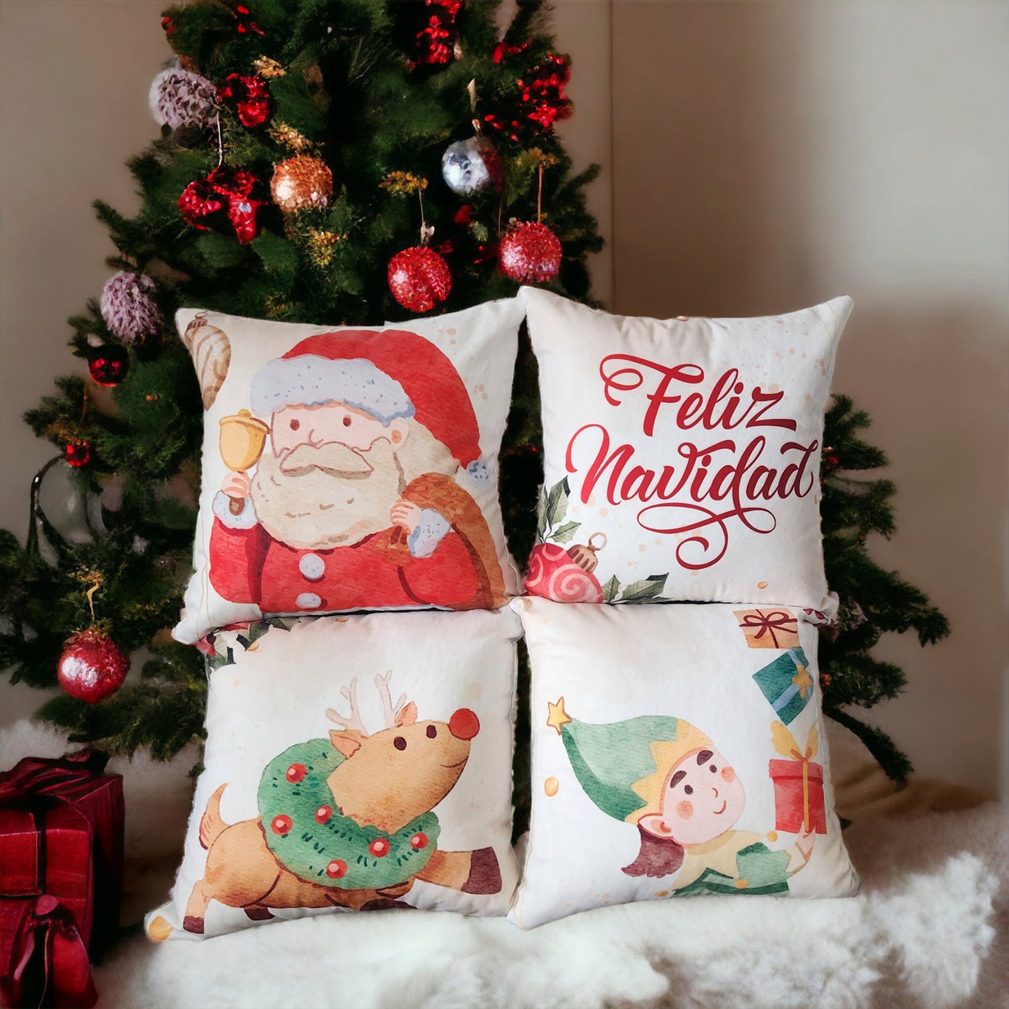 Cojines Navidad Set X 4 Incluye Relleno