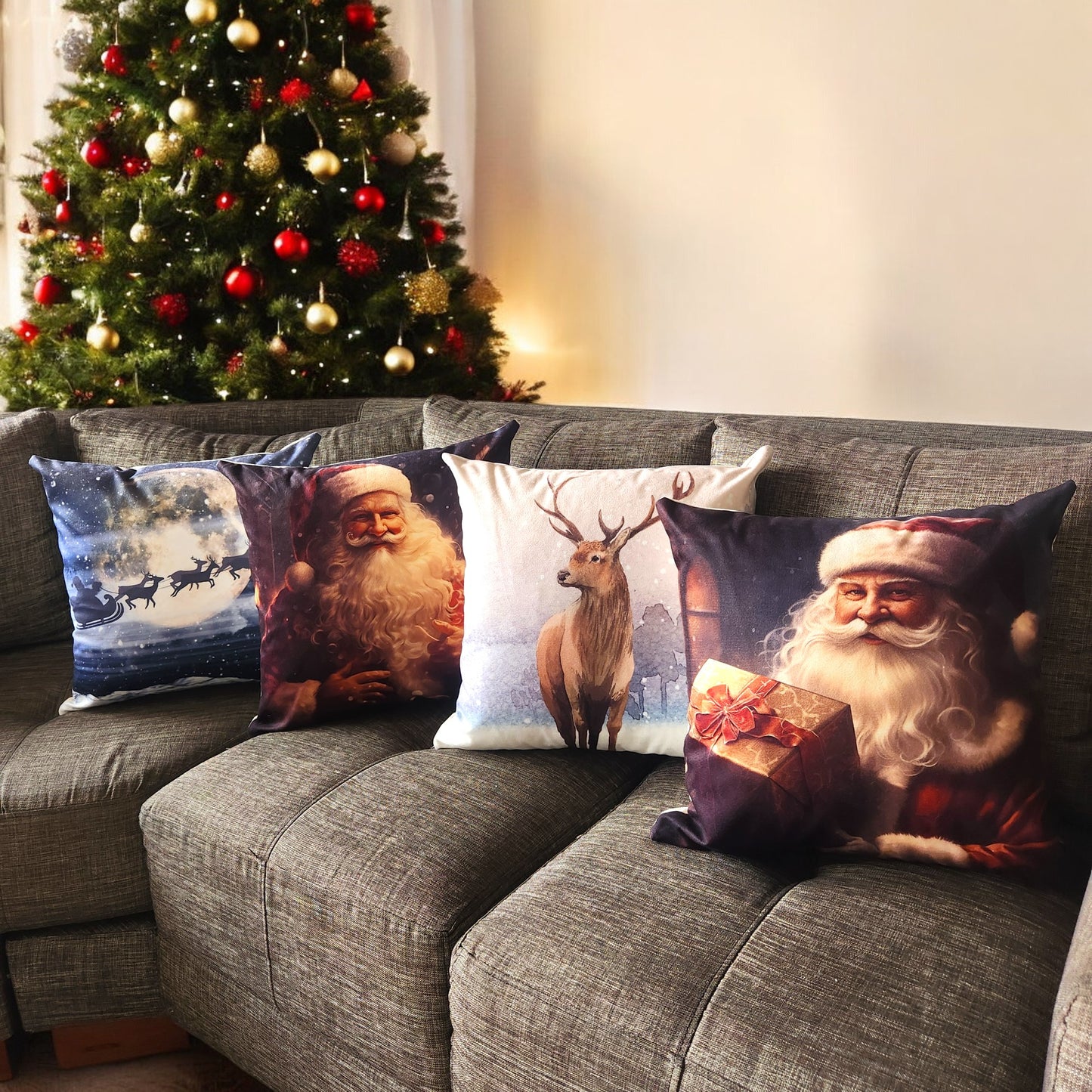 Cojines Navidad Set X 4 Incluye Relleno
