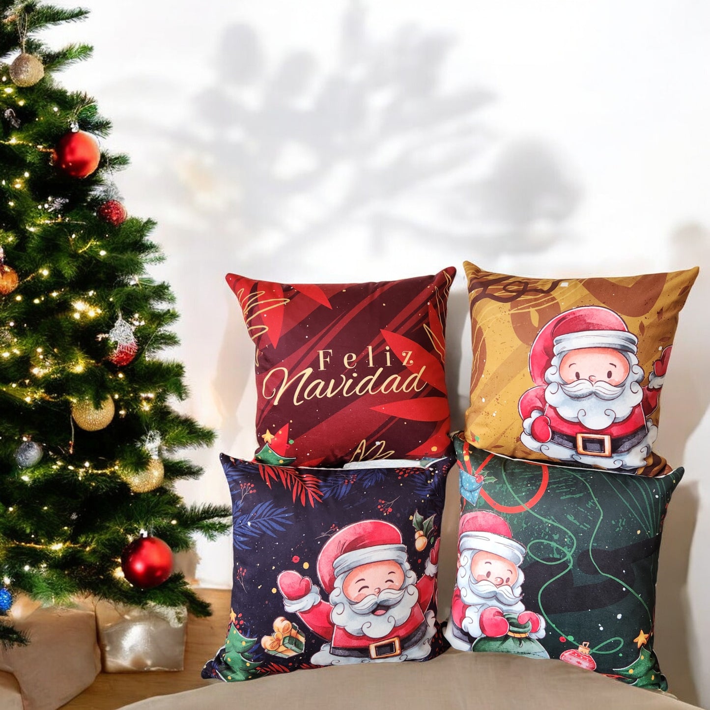 Cojines Navidad Set X 4 Incluye Relleno