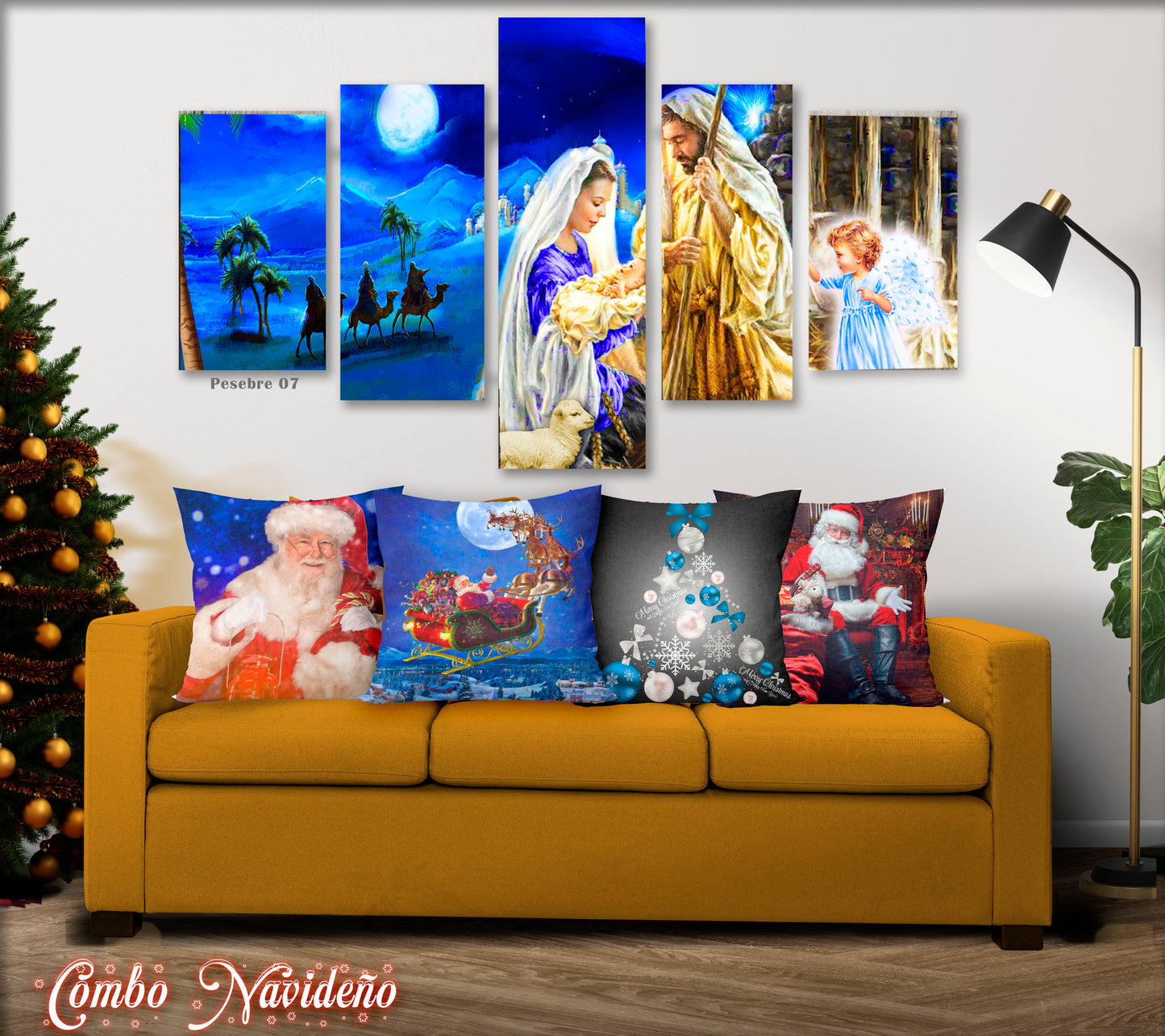 COMBO NAVIDEÑO, CUADRO Y COJINES