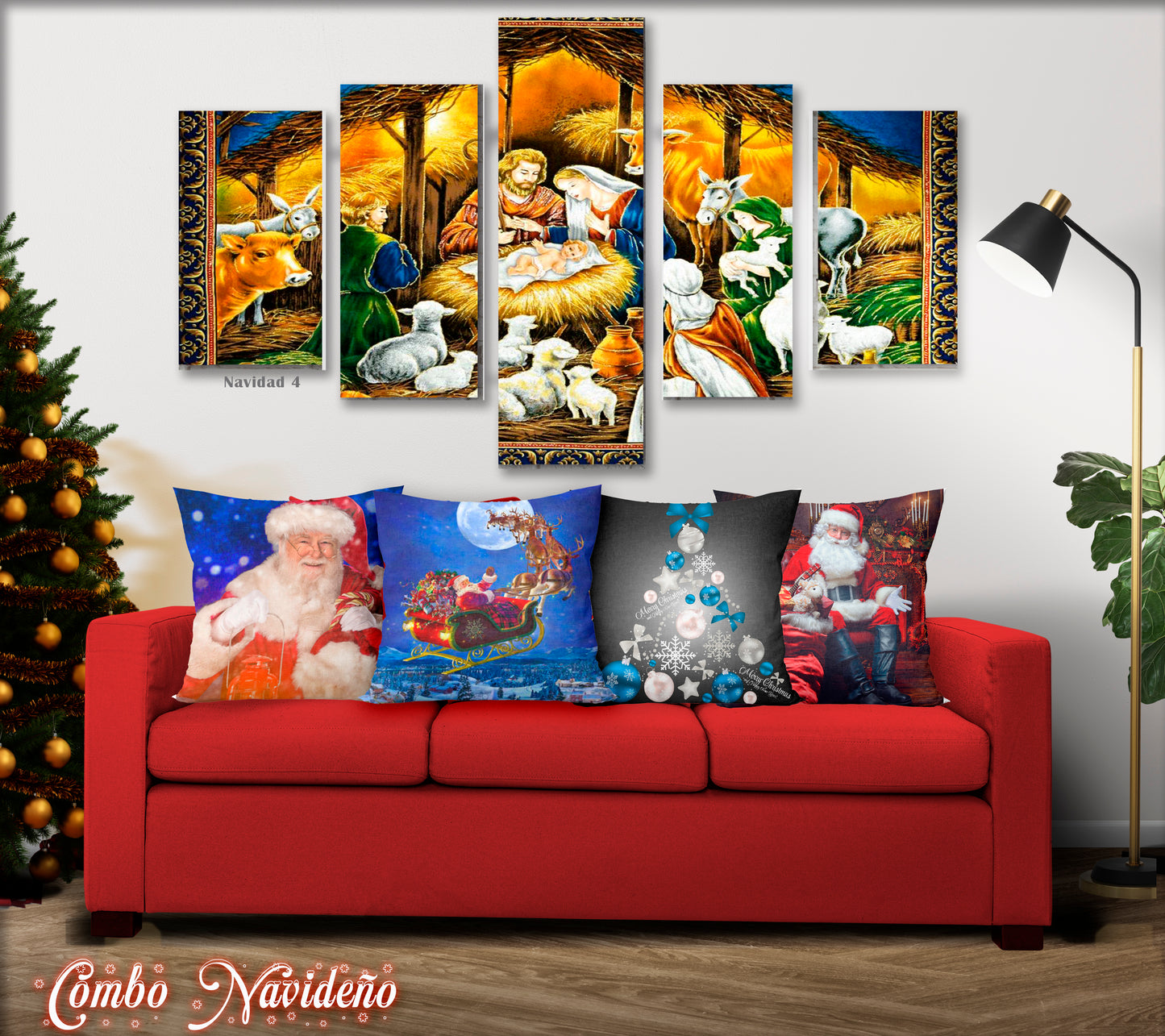 COMBO NAVIDEÑO, CUADRO Y COJINES
