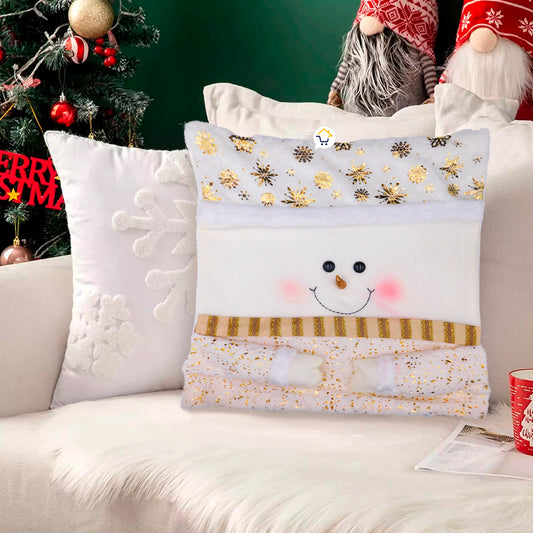 Funda Almohada Muñeco Nieve Navidad